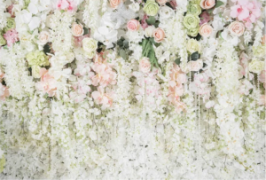 Fabric Floral Backdrop White Pink Flowers